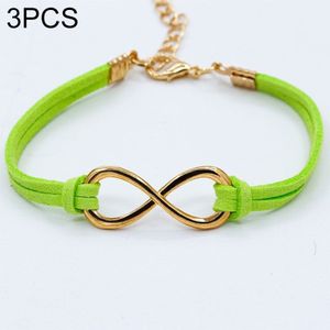 3 PCS Women Fashion Symbol Word 8 Twine Bracelets(green)