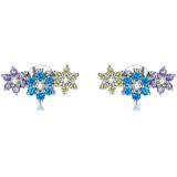 S925 Sterling Silver Sparkle Flower Ear Stud Women Earrings