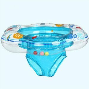 Intime PVC Infant Thick Double Underarm Swimming Ring Sitting Ring(Blue)