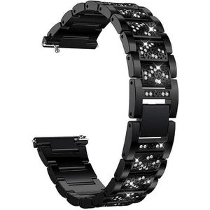 Voor Samsung Galaxy Watch Active2 Three-Beads Diamond Steel Replace Strap Watchband (Zwart)