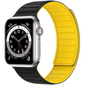 Magnetische siliconen horlogeband voor Apple Watch Ultra 49 mm (zwart geel)