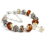 Ladies Crown Colorful Crystal Beaded Bracelet Handmade Glass Bead Bracelet Length: 21cm(DZ35)