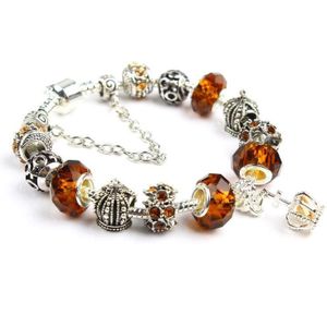 Ladies Crown Colorful Crystal Beaded Bracelet Handmade Glass Bead Bracelet Length: 21cm(DZ35)