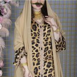 Vrouwen bedrukte luipaardprint Lange jurk (XXL)