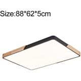 Wood Macaron LED Rectangle Ceiling Lamp  White Light  Size:88x62cm(Black)