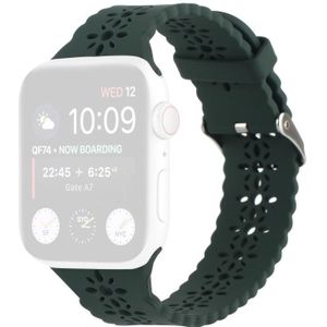 Uitgeholde Siliconen Vervanging Horlogeband voor Apple Watch Series 7 41mm / 6 & SE & 5 & 4 40mm / 3 & 2 & 1 38mm (Dark Green)