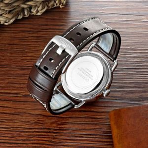 CAGARNY 6815 Living Waterproof Round Dial Quartz Movement Alloy Case Fashion Watch Quartz Watches with Leather Band(Black)