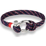 Navy Style Sport Camping Parachute Cord Survival Bracelet with Stainless Steel Shackle Buckle(Red)