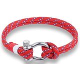 Navy Style Sport Camping Parachute Cord Survival Bracelet with Stainless Steel Shackle Buckle(Red)