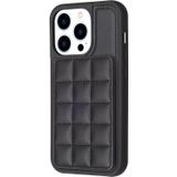 Voor iPhone 15 Pro Grid Card Slot Holder Phone Case(Black)