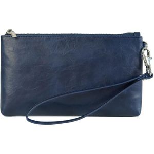 6 inch eenvoudige retro lederen clutch met ritssluiting