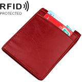9037 Antimagnetic RFID Crazy Horse Texture Leather Wallet Billfold for Men and Women (Red)