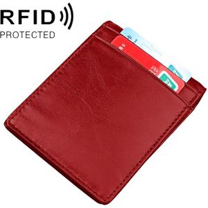 9037 Antimagnetic RFID Crazy Horse Texture Leather Wallet Billfold for Men and Women (Red)