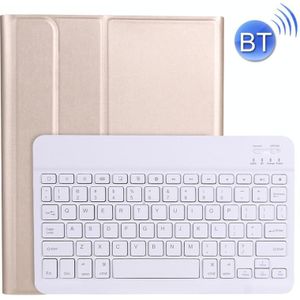 A11B Bluetooth 3.0 Ultra-thin ABS Detachable Bluetooth Keyboard Leather Case with Holder & Pen Slot for iPad Pro 11 inch 2021 (Gold)