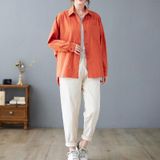 Effen kleur losse casual shirt (kleur: oranje grootte: xxxl)