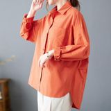 Effen kleur losse casual shirt (kleur: oranje grootte: xxxl)