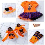 Halloween Baby Korte mouwen Cartoon Print Romper Dress Baby Mesh Dress Tutu Rok (Kleur: Pumpkin Witch Size:59)