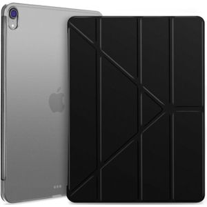 Multi-folding Shockproof TPU Protective Case for iPad Pro 12.9 inch (2018)  with Holder & Sleep / Wake-up Function(Black)