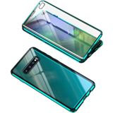 For Samsung Galaxy S9 Magnetic Metal Frame Double-sided Tempered Glass Case(Blue Purple)