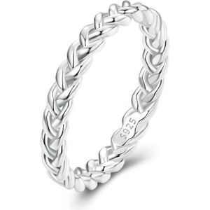 BSR311 sterling zilveren S925 geometrische twist witgoud vergulde ring (nr. 8)