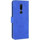For OnePlus 6 Solid Color Skin Feel Magnetic Buckle Horizontal Flip Calf Texture PU Leather Case with Holder & Card Slots & Wallet(Blue)