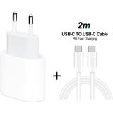 2 in 1 Single USB-C / Type-C Port Travel Charger + 3A PD 3.0 USB-C / Type-C to USB-C / Type-C Fast Charge Data Cable Set  Cable Length: 2m(EU Plug)