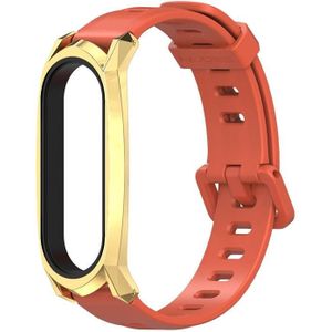 For Xiaomi Mi Band 6 / 5 / 4 / 3 Mijobs Flat Hole Silicone Watch Band  Style:GT Case(Orange+Gold)
