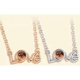 Love Memory 100 Languages I Love You Projection Love Letter Pendant Necklace(love letter rose gold)