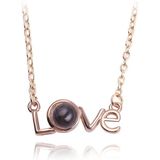 Love Memory 100 Languages I Love You Projection Love Letter Pendant Necklace(love letter rose gold)