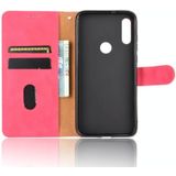 For Motorola Moto E(2020) Solid Color Skin Feel Magnetic Buckle Horizontal Flip Calf Texture PU Leather Case with Holder & Card Slots & Wallet(Rose Red)