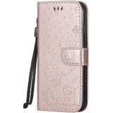 For iPhone 7 / 8 / SE 2020 Cat Bee Embossing Pattern Shockproof Horizontal Flip Leather Case with Holder & Card Slots & Wallet(Rose Gold)