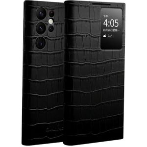Voor Samsung Galaxy S22 Ultra 5G QIALINO Krokodil Patroon Lederen Telefoon Case (Zwart)