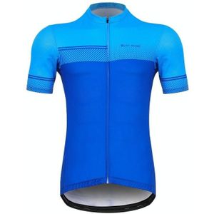 WEST BIKING YP0206164 Summer Polyester Breathable Quick-drying Round Shoulder Short Sleeve Cycling Jersey for Men (Color:Blue Size:L)