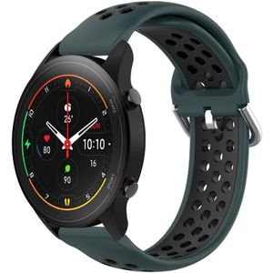 Voor Xiaomi MI Watch S1 Pro 22 mm geperforeerde ademende sport siliconen horlogeband (olijfgroen + zwart)