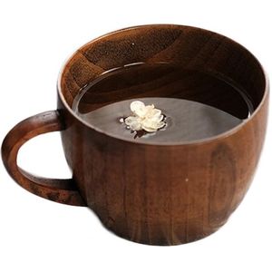 Mini Retro Handmade Wooden Coffee Tea Juice Water Cup Breakfast Beer Milk Drinkware with Handle