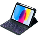 Voor iPad 10e Gen 10.9 2022 SA-10DS Backlight Bluetooth Toetsenbord Lederen Tablet Case met Pen Slot (Zwart)