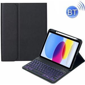 Voor iPad 10e Gen 10.9 2022 SA-10DS Backlight Bluetooth Toetsenbord Lederen Tablet Case met Pen Slot (Zwart)