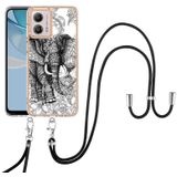 For Motorola Moto G53 / G13 / G23 Electroplating Dual-side IMD Phone Case with Lanyard(Totem Elephant)