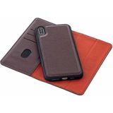 For iPhone XS Max 2 in 1 Detachable Magnetic Horizontal Flip Genuine Leather Case with Holder & Card Slots & Wallet(Dark Brown)