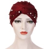 Rivet Pearl Turban Cap Wrap Cap(Beige)