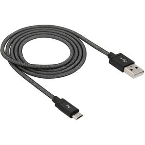 1m Net Style High Quality Metal Head Micro USB to USB Data / Charging Cable  or Samsung  HTC  Sony  Lenovo  Huawei  and other Smartphones(Black)