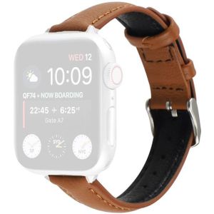 14mm Slim Genuine Leather Strap Watchband For Apple Watch Series 6 & SE & 5 & 4 40mm / 3 & 2 & 1 38mm(Brown)