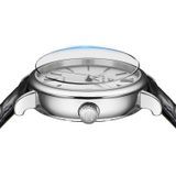NORTH EDGE AMOY multifunctioneel zakelijk herenhorloge waterdicht leer mechanisch horloge (zilveren naald)