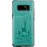 For Galaxy Note8 Skull Head Embossing Pattern Shockproof Protective Case with Holder & Card Slots & Wallet(Green)
