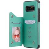 For Galaxy Note8 Skull Head Embossing Pattern Shockproof Protective Case with Holder & Card Slots & Wallet(Green)