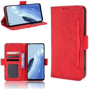 Voor OPPO Reno7 A Skin Feel Calf Texture Card Slots Leather Phone Case(Rood)