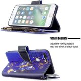 For iPhone 8 Plus & 7 Plus Colored Drawing Pattern Zipper Horizontal Flip Leather Case with Holder & Card Slots & Wallet(Purple Butterfly)