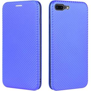 For iPhone 7 / 8 / SE 2020 Carbon Fiber Texture Magnetic Horizontal Flip TPU + PC + PU Leather Case with Card Slot(Blue)