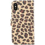 Leopard Pattern Horizontal Flip Leather Case for iPhone XS  With Holder & Card Slots (Yellow)