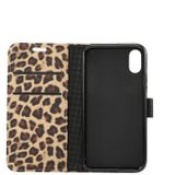 Leopard Pattern Horizontal Flip Leather Case for iPhone XS  With Holder & Card Slots (Yellow)